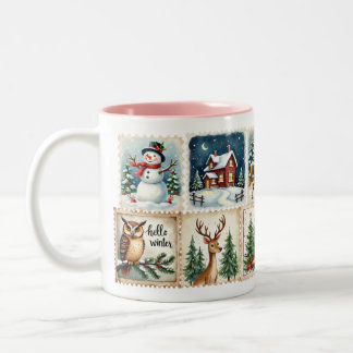 Vintage Winter Stamp Mug – Cozy Holiday Cup