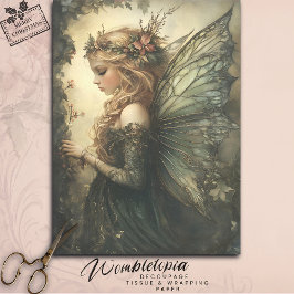 Vintage Winter-Waldlandschaft mit Blumenkronen Seidenpapier