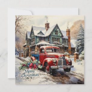 Vintage-Winter-Weihnachts-Reihenhaus Karte