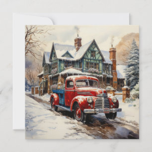 Vintage-Winter-Weihnachts-Reihenhaus Karte