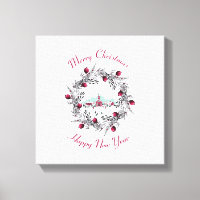 Vintage Winterkirchenszene mit Weihnachtskranz