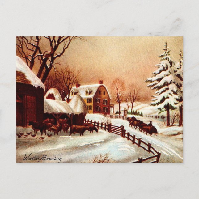 Vintage Winterlandschaft der 30er Jahre Postkarte (Vorderseite)