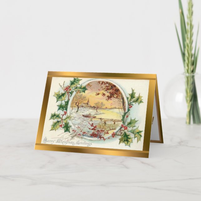 Vintage Winterlandschaft für Weihnachten (Vorderseite)