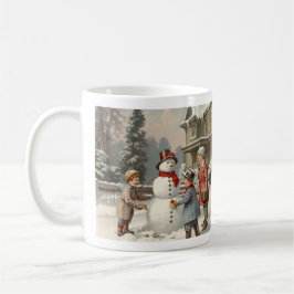 Vintage Winterlandschaft: Kinder Gebäude als Schne Kaffeetasse