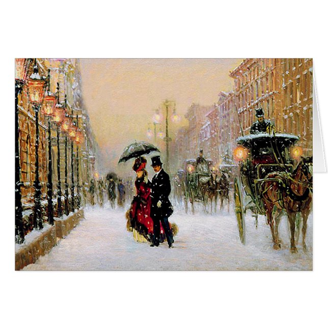 Vintage Winterlandschaft Paris Christnachtskarten (Vorderseite (Horizontal))