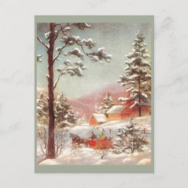 Vintage Winterlandschaft Postkarte