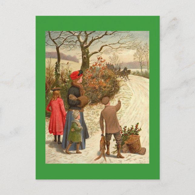 Vintage Winterlandschaft Postkarte (Vorderseite)