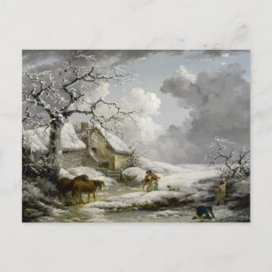 Vintage Winterlandschaft Weihnachtsdruck Feiertagspostkarte