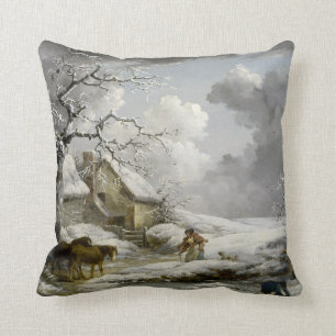 Vintage Winterlandschaft Weihnachtsdruck Kissen