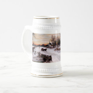 Vintage Winterlandschaft Weihnachtsgeschenk Bierglas