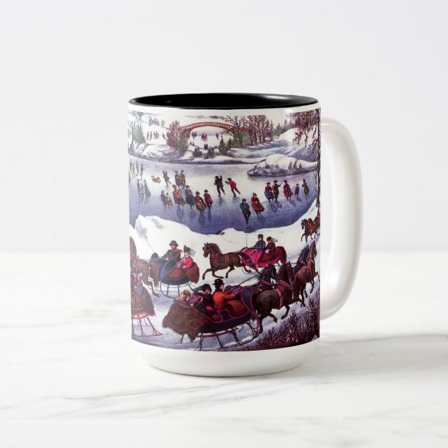 Vintage Winterlandschaft. Weihnachtsgeschenk Tasse (VorderseiteRechts)