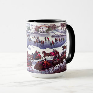 Vintage Winterlandschaft. Weihnachtsgeschenk Tasse