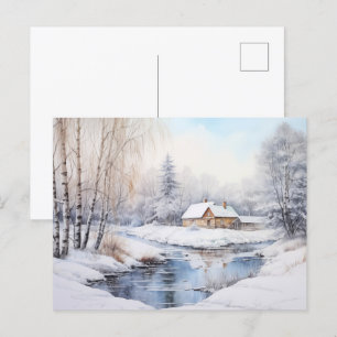 Vintage-Winterlandschafts-Feiertagspostkarte Feiertagspostkarte