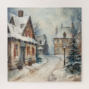 Vintage winterliche Straßenszene Weihnachten 1930e