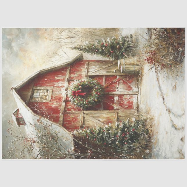 Vintage Wintermauer Seidenpapier (Vorderseite)