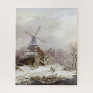 Vintage Wintermühle-Schneelandschaft