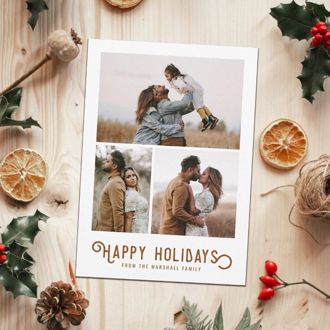 Vintage Winterorangen 3 FotoCollage Feiertagskarte (Von Creator hochgeladen)