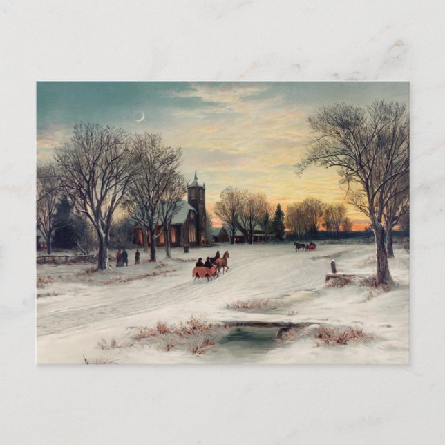 Vintage Winterpostkarte Postkarte (Vorderseite)