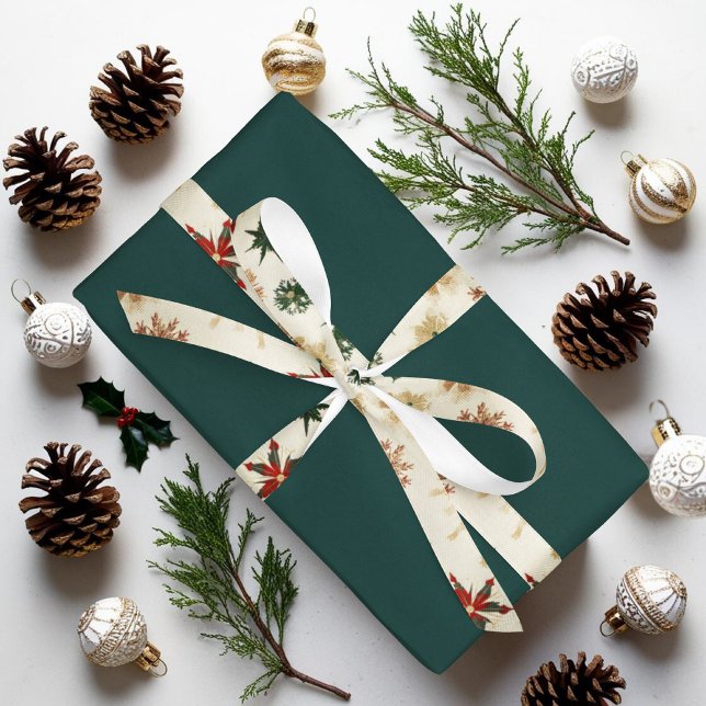 Vintage Winterschneeflocken Satinband (Vintage Gold Winter Christmas Snowflakes Satin Ribbon)