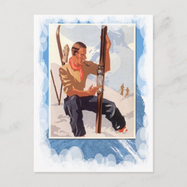 Vintage Wintersportarten - Anpassung der Ski Postkarte (Vorderseite)