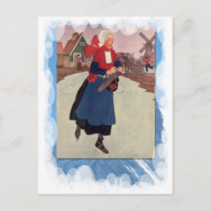 Vintage Wintersportarten - Skaten auf dem Kanal Postkarte