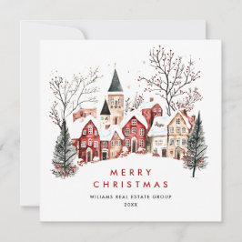 Vintage Winterstadt Weihnachtsunternehmen Feiertagskarte