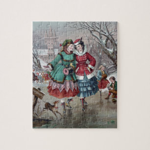 Vintage-Winterszene-Schachbrett