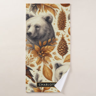 Vintage Wintertiere Badehandtuch