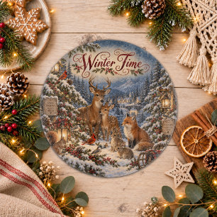 Vintage-Winterzeit-Illustration Schneidebrett