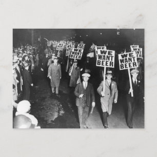 Vintage Wir wollen Bier Prohibitionsprotest Postkarte