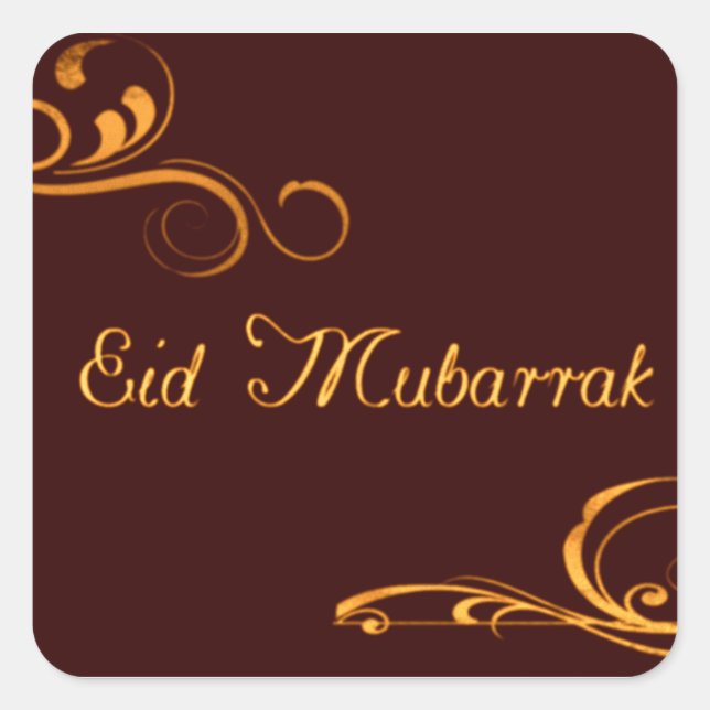 Vintage Wirbel - Eid Mubarrak Quadratischer Aufkleber (Vorderseite)