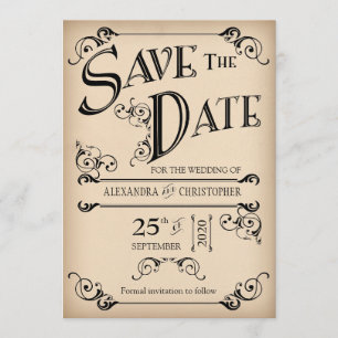 Vintage Wirbel Typografie Foto Save the Date