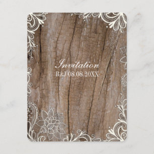 Vintage Wirbel verweilen Holzlace Hochzeit Einladung