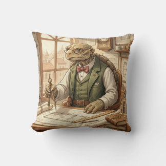 Vintage Wise Turtle Architect Throw Pillow Kissen