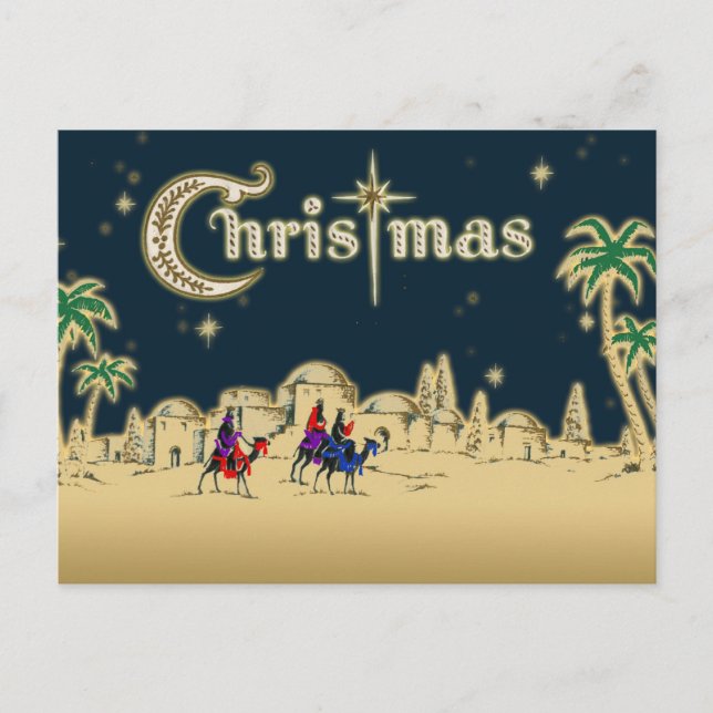 Vintage Wisemen/Desert Religious Christmas Feiertagspostkarte (Vorderseite)