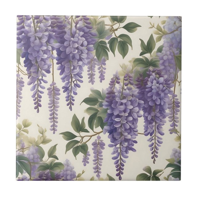 Vintage Wisteria Fliese (Vorderseite)