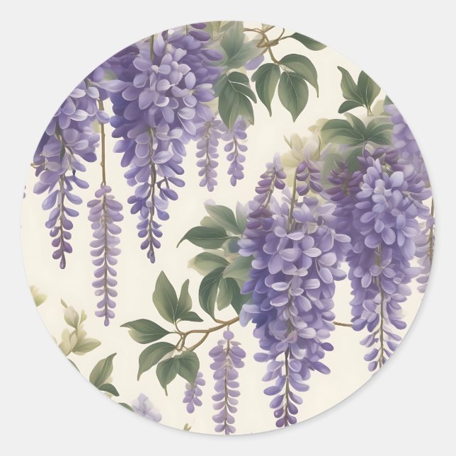 Vintage Wisteria Runder Aufkleber (Vorderseite)