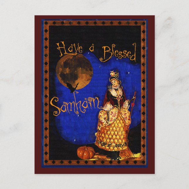 Vintage Witch Samhain Postcard Postkarte (Vorderseite)