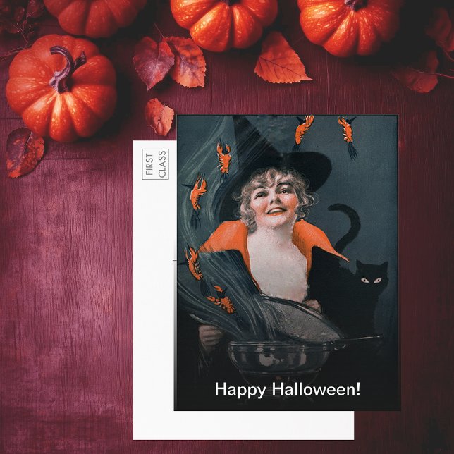 Vintage Witches Brew with Lobsters Postkarte (Vintage Witches Brew with Lobsters Postcard)