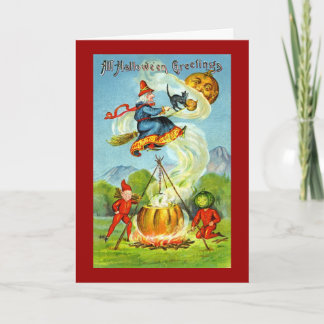 Vintage Witchy Halloween Grüße Karte