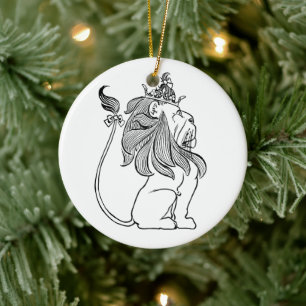 Vintage Wizard of Oz, Cowardly Lion with Crown Keramikornament