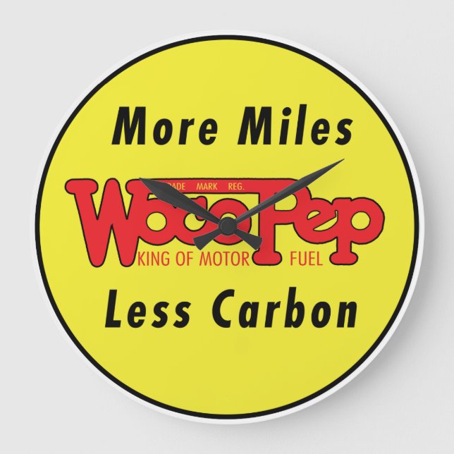 Vintage Woco-Pep-Motorölhalterung Große Wanduhr (Vorderseite)