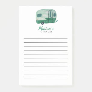 Vintage-Wohnwagen-Camping-Einkaufsliste TO-DO-List Post-it Klebezettel