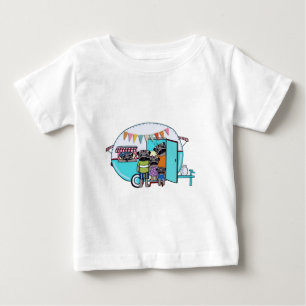 Vintage-Wohnwagen-Möpse Baby T-shirt