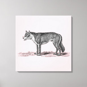 Vintage Wolf-Illustration - Schablone der Leinwanddruck