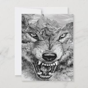 Vintage Wolf-Leinwand Einzigartige Geschenkidee Einladung