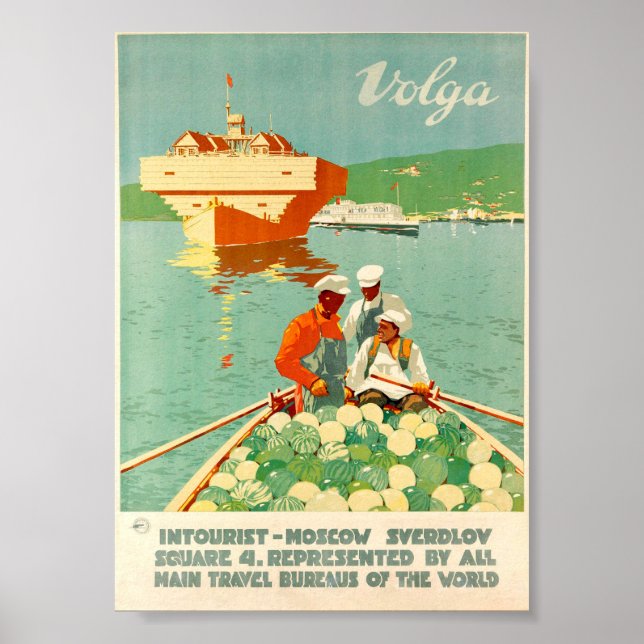 Vintage Wolga-Reise Poster (Vorne)
