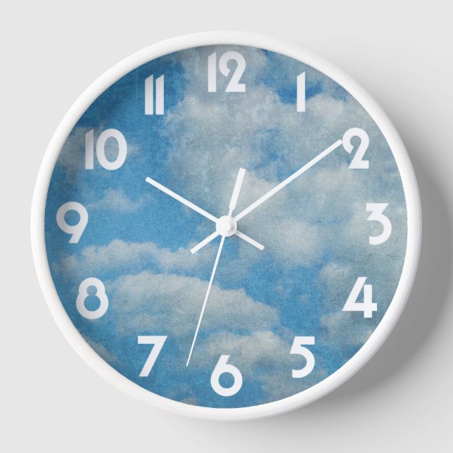 Vintage Wolken im Himmel Wanduhr (Vorderseite)