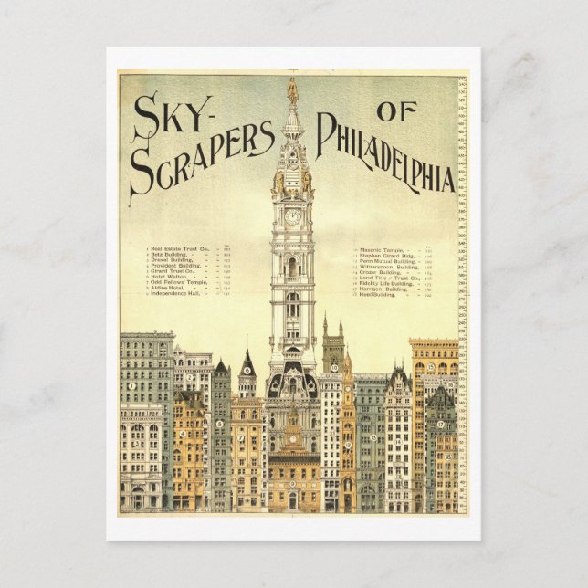 Vintage Wolkenkratzer von Philadelphia Postcard Postkarte (Vorderseite)