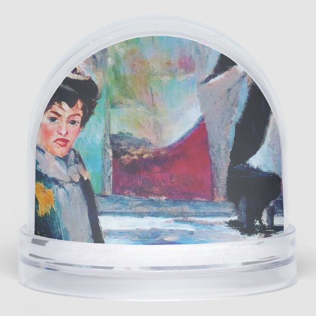 Vintage Woman Portrait with Abstract Background Schneekugeln (Vorderseite)